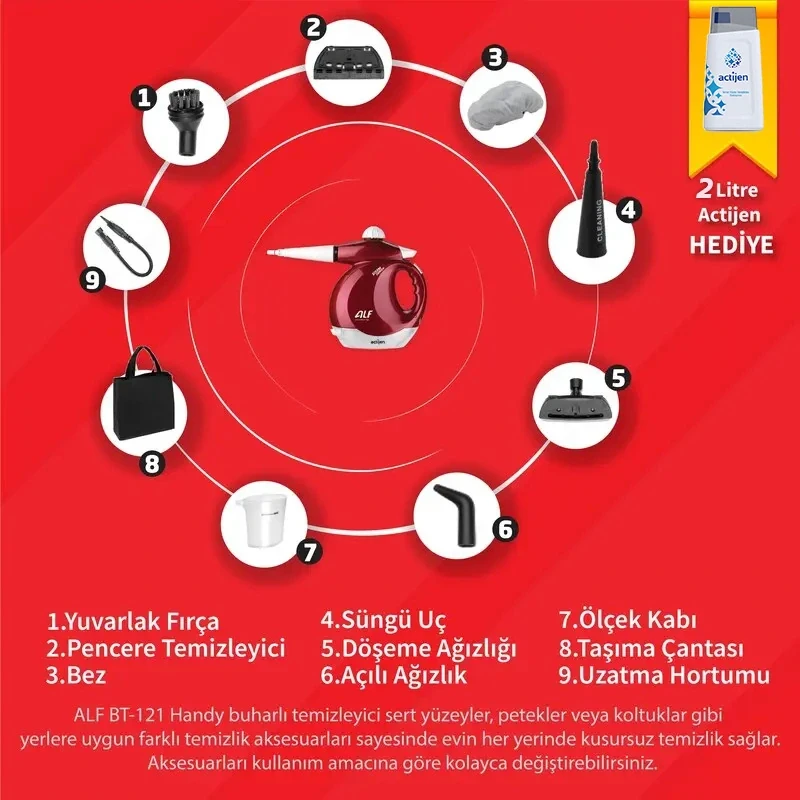 ALF Handy BT-121 Steam Force Buhar Basınçlı Pratik Temizleyici - 8
