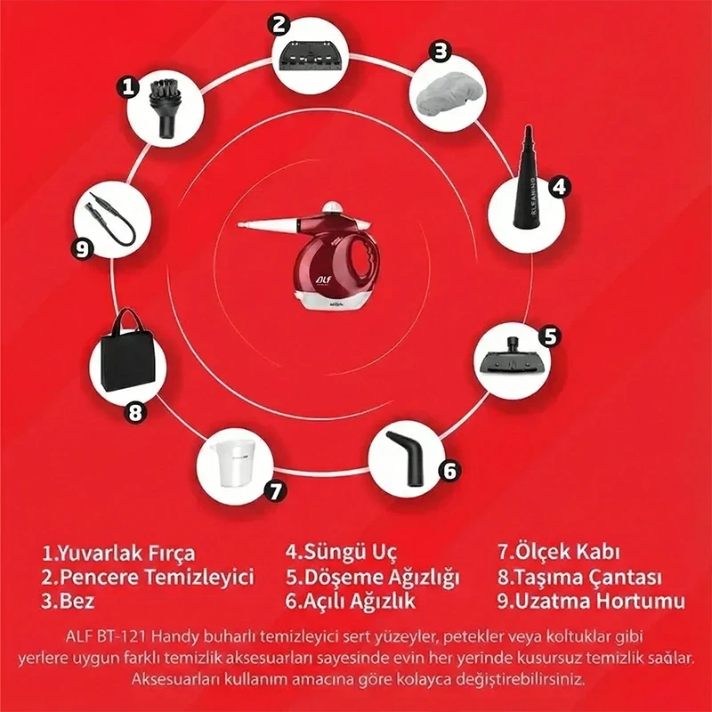 ALF Handy BT-121 Steam Force Buhar Basınçlı Pratik Temizleyici - 8