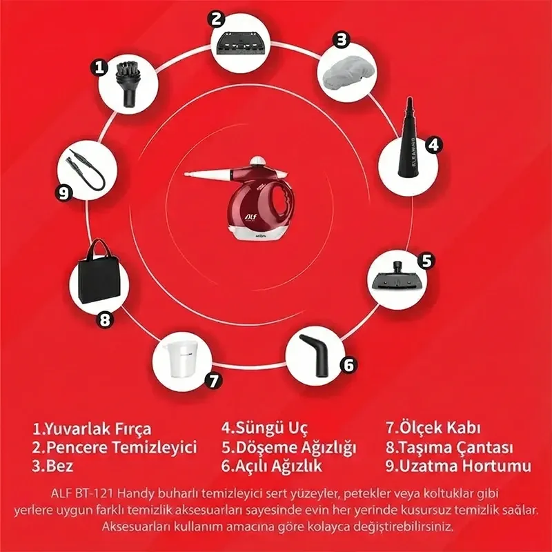 ALF Handy BT-121 Steam Force Buhar Basınçlı Pratik Temizleyici - 8