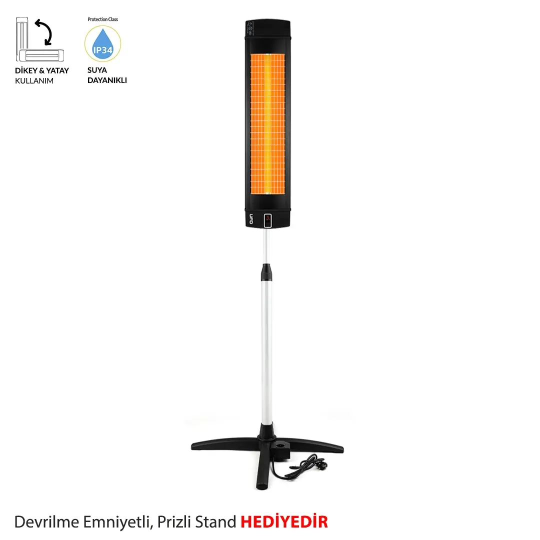 UFO Black Line 2000 W Uzaktan Kumandalı - Dikey ve Yatay Isıtıcı (Devrilme Emniyetli Prizli Stand Hediyeli) - UFO